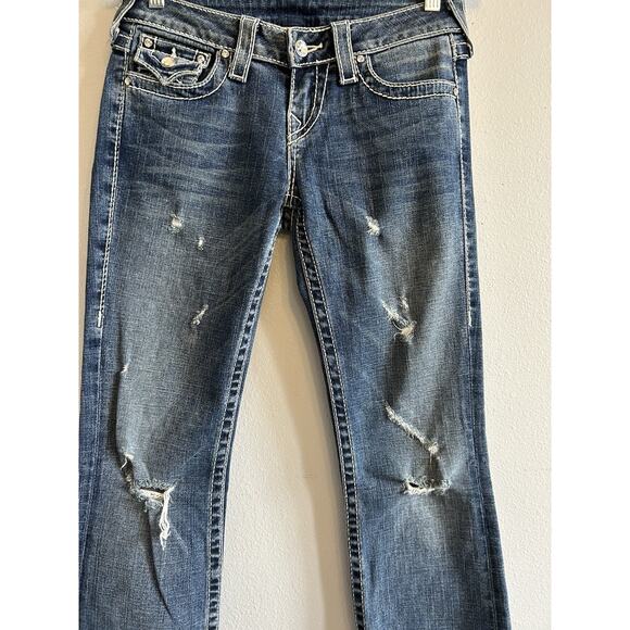 True Religion Distressed Jeans Sz 26 Bling Pockets Cowgirl Western Rodeo Y2K - Picture 4 of 14